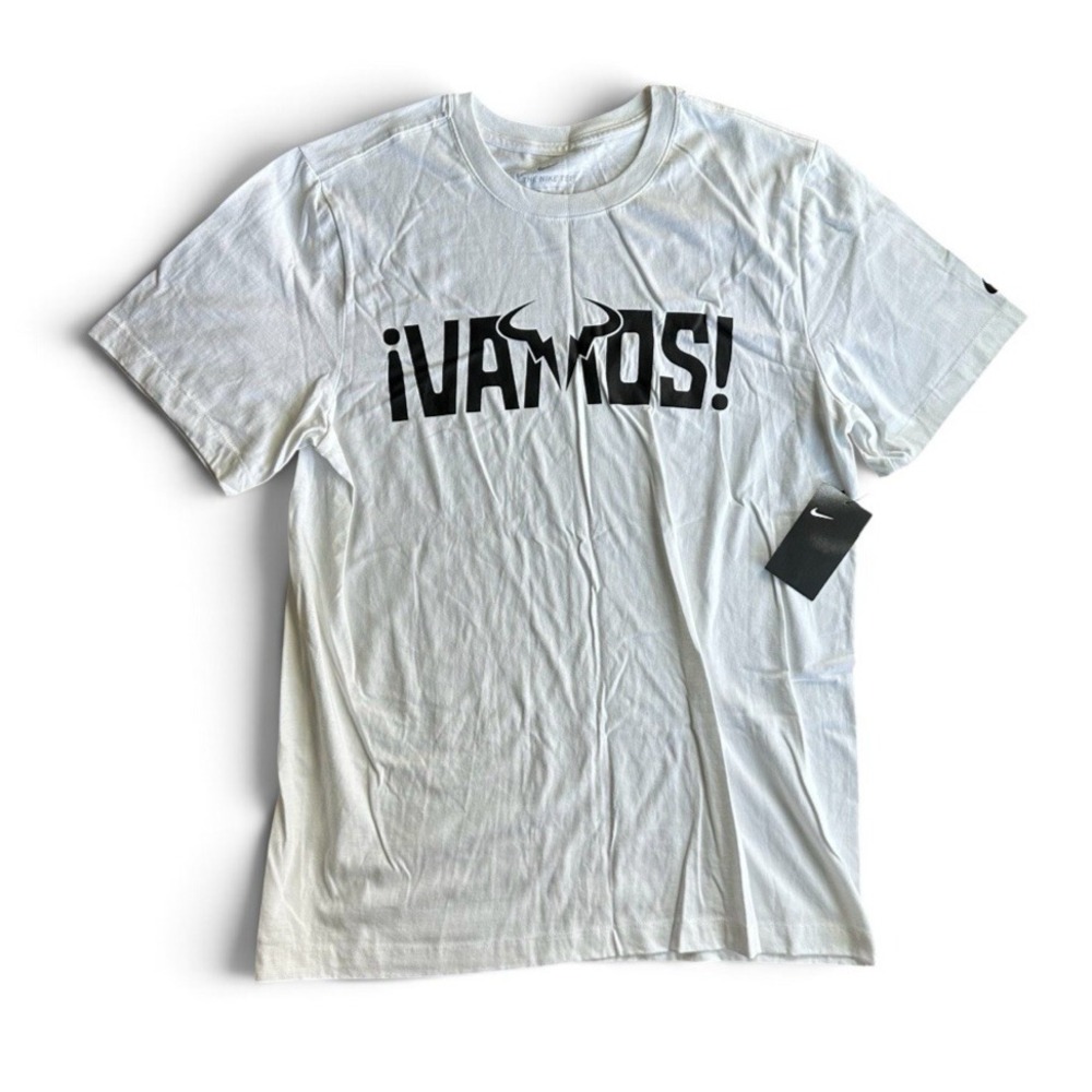 Nike Rafa Nadal "Vamos Rafa" Tennis Men's Size L White T-Shirt DR4545-100